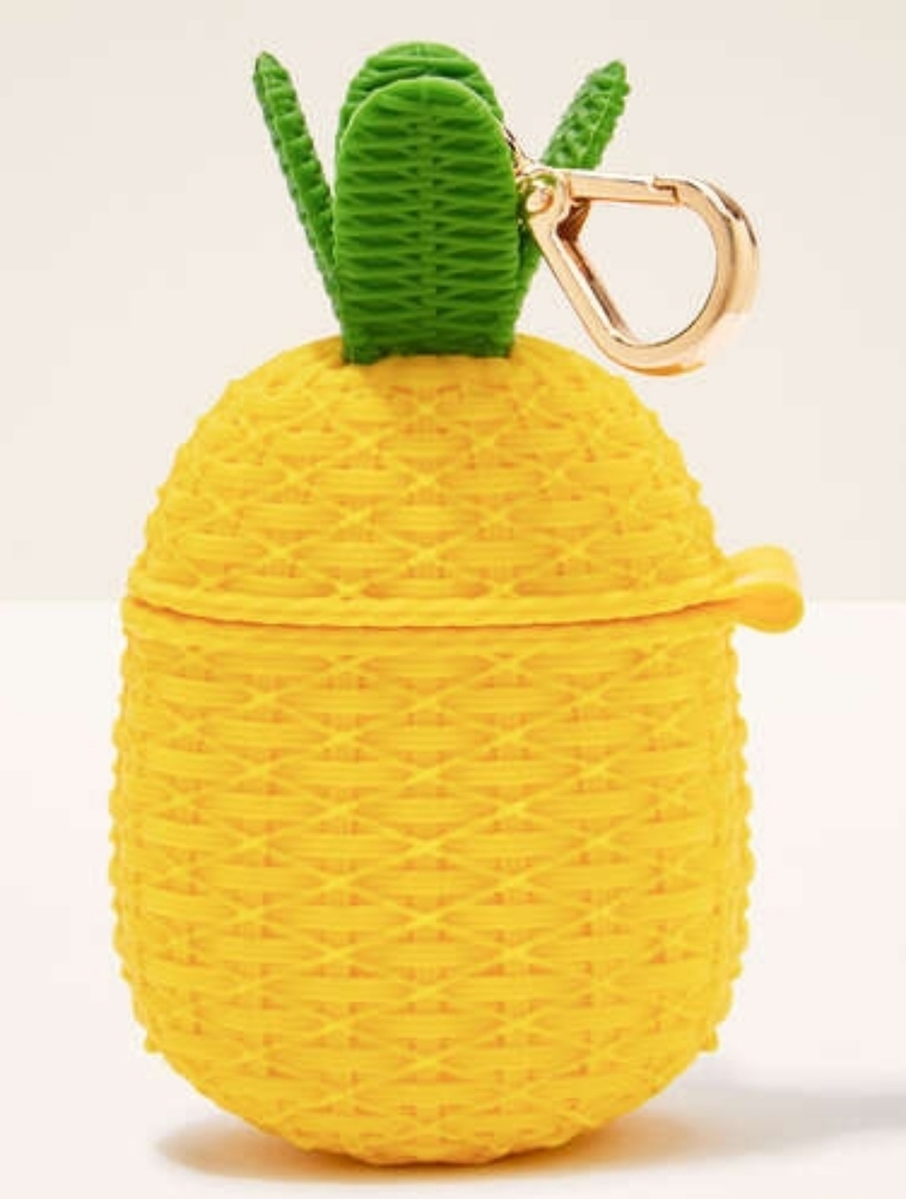 Bath & Body Works Yellow Pineapple Keychain Case with Green Leaf